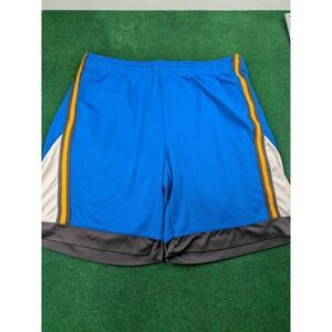 AND1 Mens Basketball Shorts Blue Gold Striped Mesh Athletic 2XL ANM202SH03